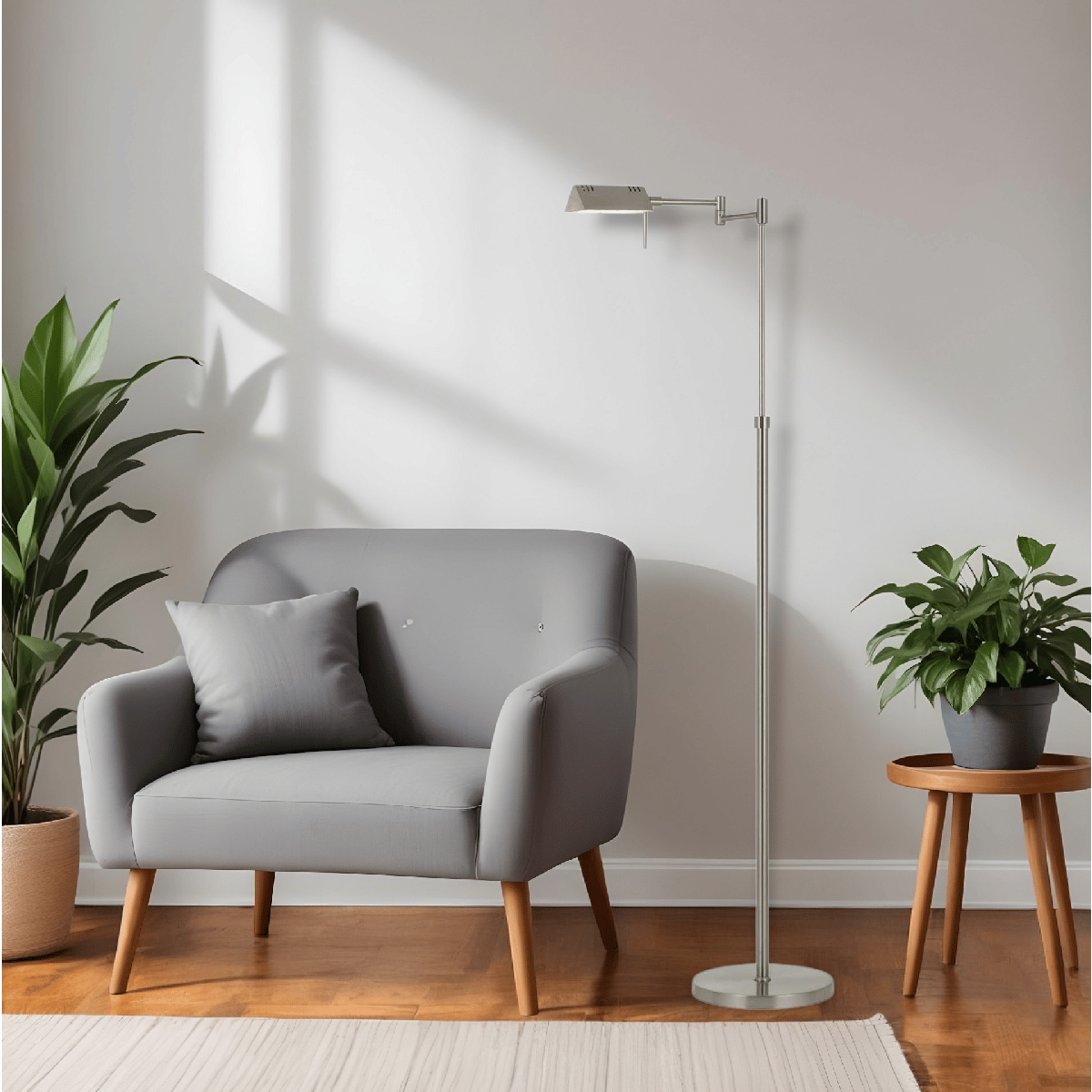 HomeRoots Adjustable Swing Arm Floor Lamp - Thumbnail 3