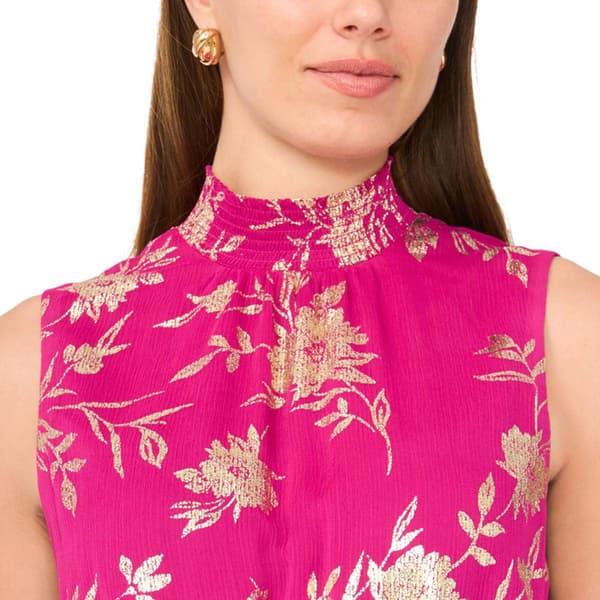 Womens MSK Sleeveless Mock Neck Foil Floral Tier Maxi Dress