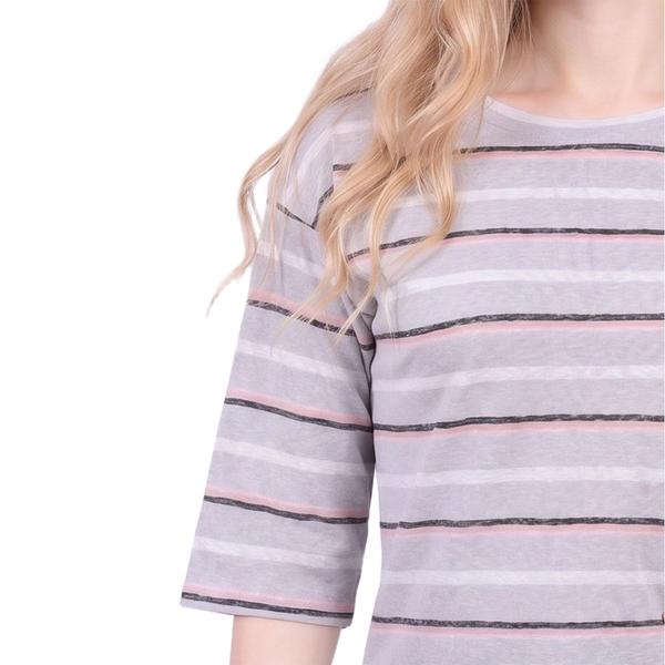 Petite NY Collection Elbow Sleeve Hacci Stripe Tee