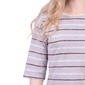 Petite NY Collection Elbow Sleeve Hacci Stripe Tee - image 4