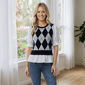 Womens Nanette Lepore Short Puff Sleeve Argyle Two In One Sweater - image 2
