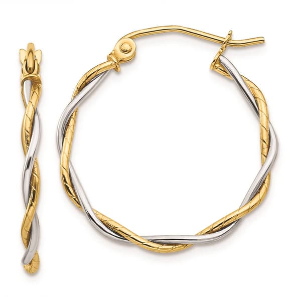 Gold Classics&#40;tm&#41; 14kt. Two-Tone 1.8mm Twisted Hoop Earrings - image 