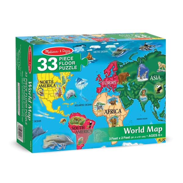 Melissa &amp; Doug(R) 33pc. World Map Floor Puzzle - image 