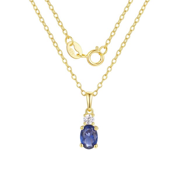 September Birthstone Simulated Sapphire & Cubic Zirconia Pendant - image 