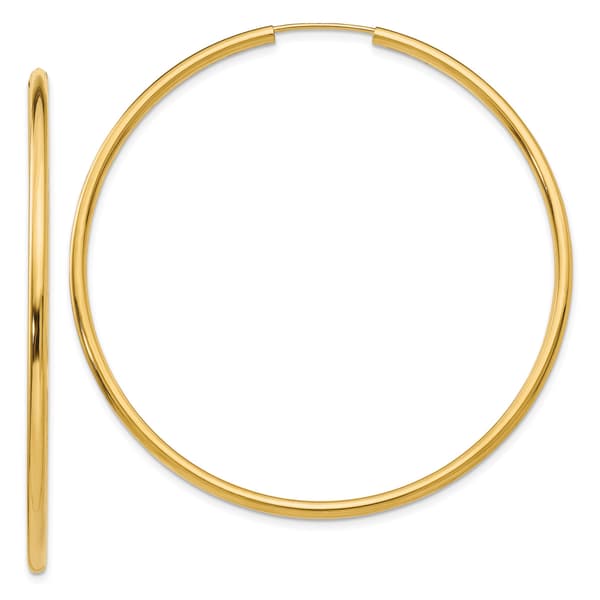 Gold Classics(tm) 52mm. 14kt. Polished Endless Hoop Earrings - image 