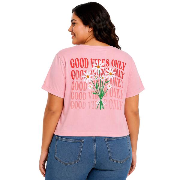 Juniors Plus Attitude Not Included Good Vibes Only Tee