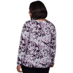 Plus Size Emaline Lavender Revelry Abstract Floral Blouse