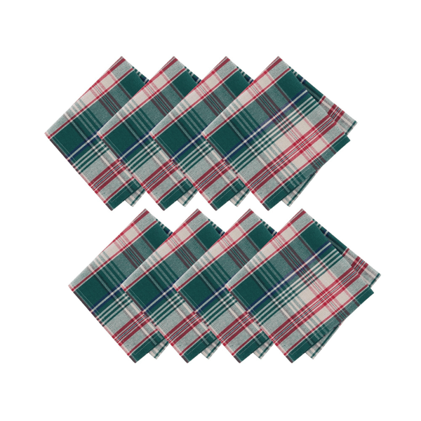 Threadmade Holiday Fireside Plaid Napkins - Set of 8