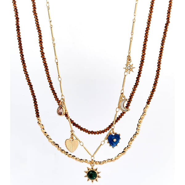 Ashley Layered Gold Necklace with Celestial Charms - image 