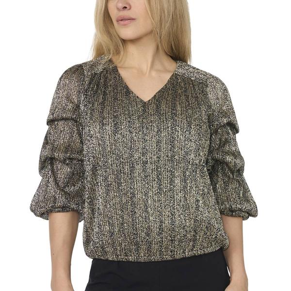 Petites MSK Lantern Sleeve V Neck Top - image 