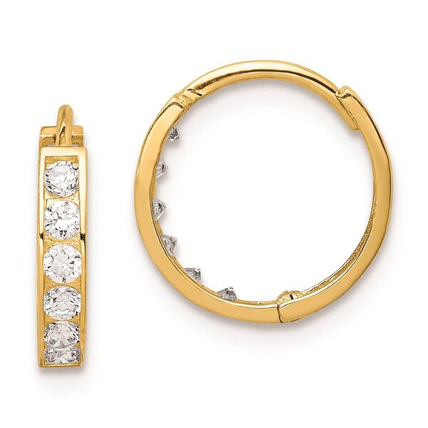 Gold Classics&#40;tm&#41; 14kt. Cubic Zirconia 11mm Hoop Earrings - image 