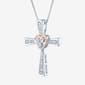 Nova Star® Pink Plated Lab Grown Diamond Heart Cross Necklace - image 3