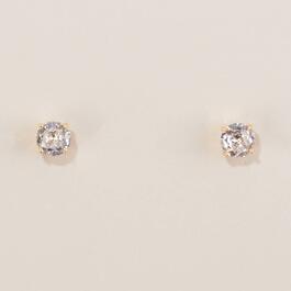 Design Collection Gold-Tone CZ 7mm Round Stud Earrings