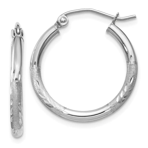 Gold Classics&#40;tm&#41; 14kt. White Gold 2mm Round Hoop Earrings - image 