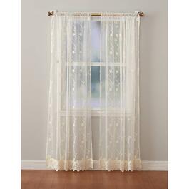 Melody Vine Tulle Rod Pocket Curtain Panel with Scallop Hem
