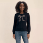 Womens Draper James Long Sleeve Pearl Embellished Bow Sweater - image 1