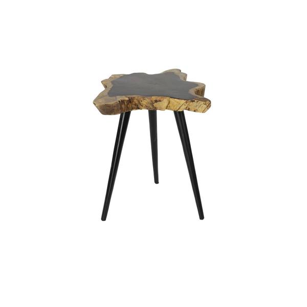 9th & Pike® Black Brown Rosewood/Metal Contemporary Accent Table