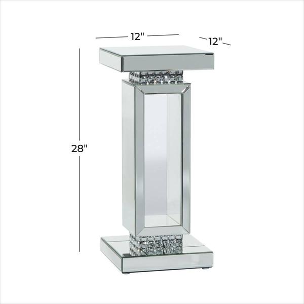 9th & Pike® Silver Wood Glam Pedestal Table