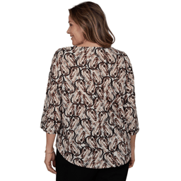 Plus Size Emaline Key Items 3/4 Sleeve Boat Neck Stallion Blouse