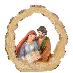 Resin Holy Family with Log Accent