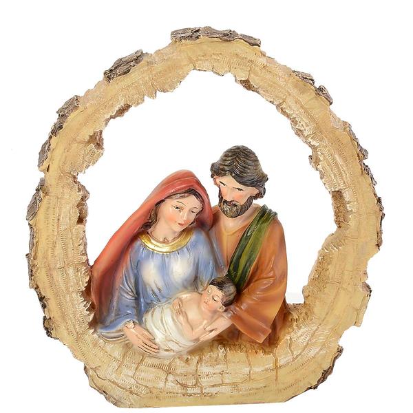 Resin Holy Family with Log Accent - image 