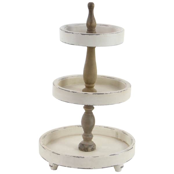 9th &amp; Pike® 3 Tier White Round Events Serving Tray