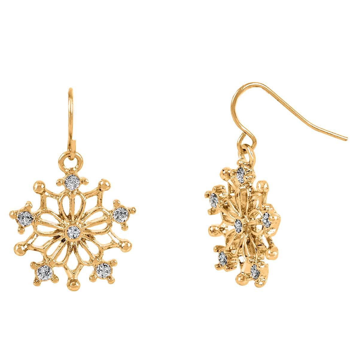 CZ Snowflake Fishhook Earrings