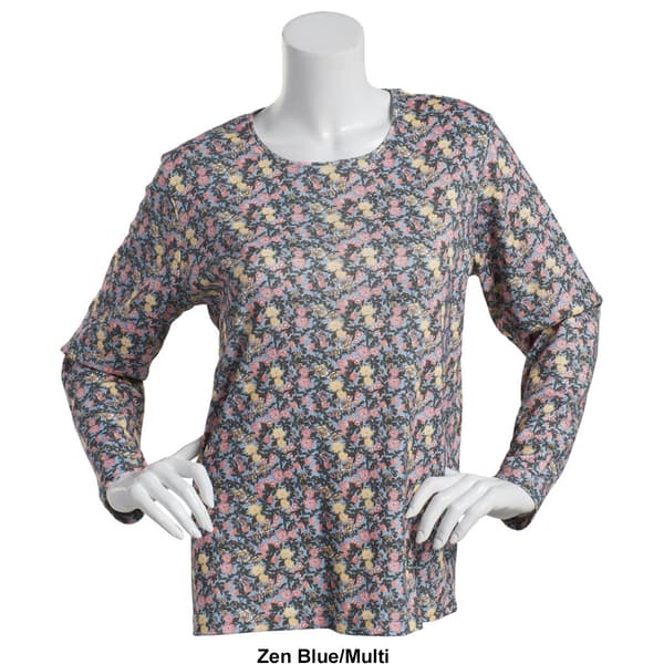Petite Hasting &amp; Smith Long Sleeve Floral Crew Neck Top