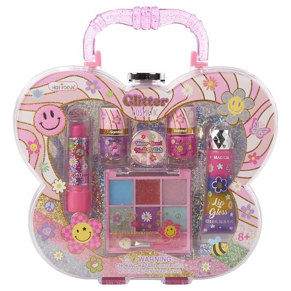 Girls Hot Focus&#40;R&#41; Butterfly Glitter Cosmetic Case Set - image 
