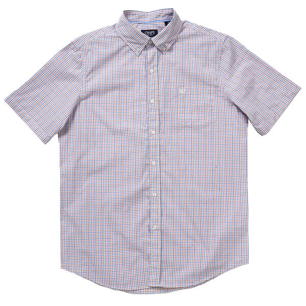 Mens Chaps Short Sleeve Stretch Plaid Shirt - Bright White - image 