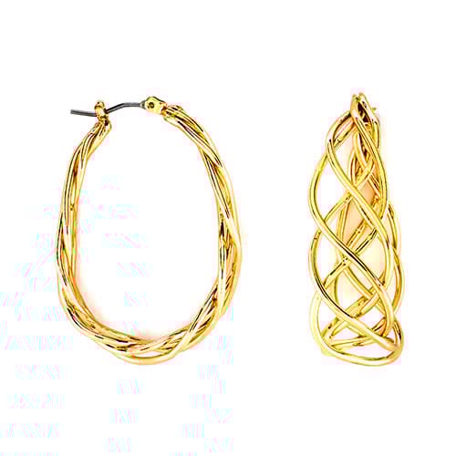Napier Gold Tone Large Click-Top Braided Hoop Earrings