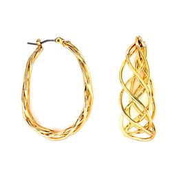 Napier Gold Tone Large Click-Top Braided Hoop Earrings