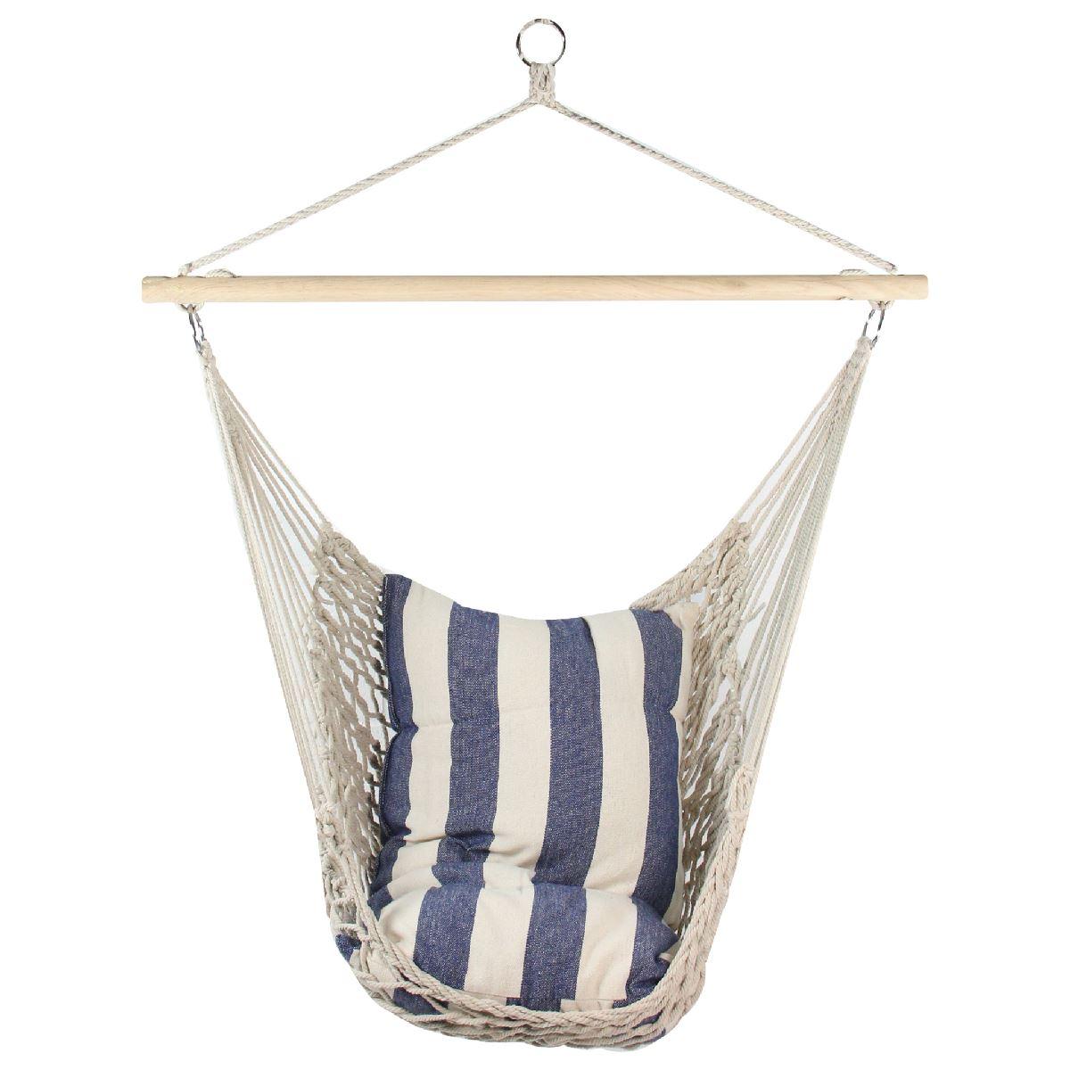 Northlight Seasonal Cotton Netting Hammock Chair with Wooden Bar
