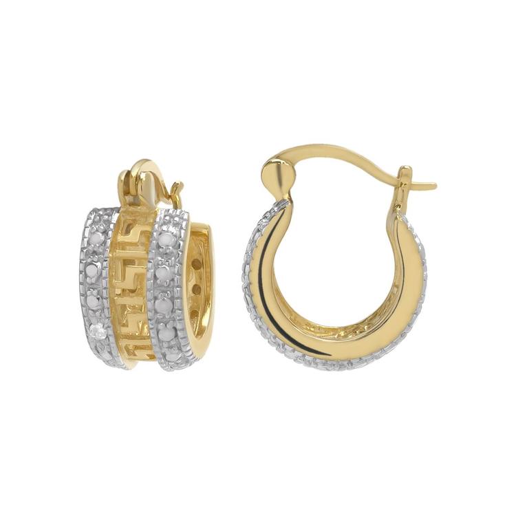 Gianni Argento Greek Diamond Accent Hoop Earrings