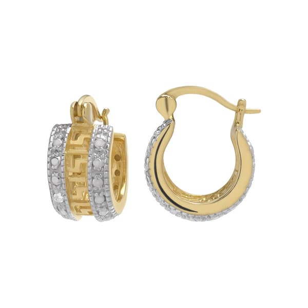 Gianni Argento Greek Diamond Accent Hoop Earrings - image 