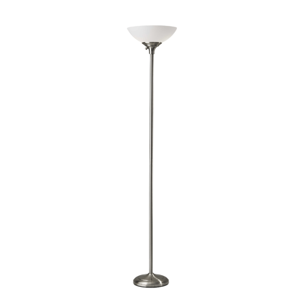 HomeRoots 71 Silver Metal Torchiere Floor Lamp With White Bowl - image 