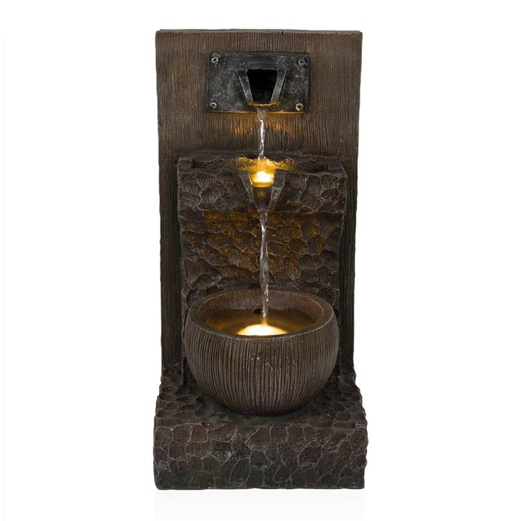 Alpine 3-Tier Cascading Fountain w/ Warm White LED Lights