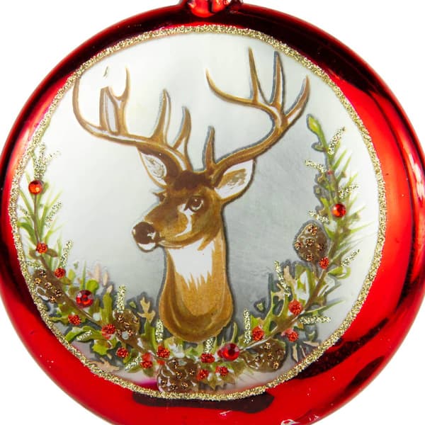 Northlight Seasonal 4in. Reindeer Glass Disc Christmas Ornament