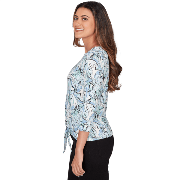 Womens Emaline Key Items 3/4 Sleeve Twist Front Abstract Blouse