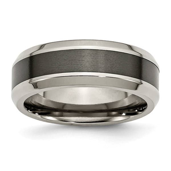 Mens Gentlemen's Classics&#40;tm&#41; Titanium & Black Ceramic Center Band - image 