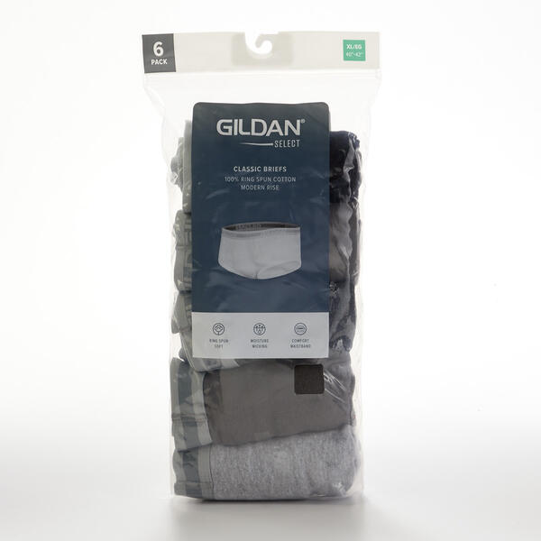 Mens Gildan&#40;R&#41; 6pk. Select Classic Briefs - Black/Grey - image 