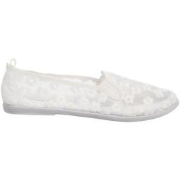 Womens Ashley Blue Canvas Lace Slip On Flats