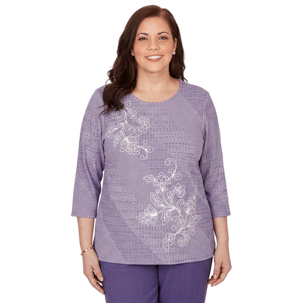 Plus Size Alfred Dunner Grand Bazaar Floral Embroidery Sweater - image 