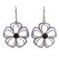 Silver Forest Silver-Tone Flower w/ Amethyst Cabochon Earrings - image 1