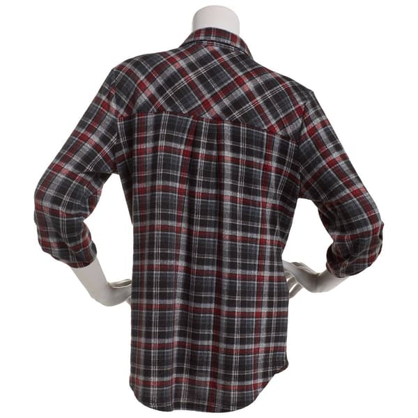Plus Size Emily Daniels 3/4 Sleeve Plaid Hacci Blouse - Black/Red
