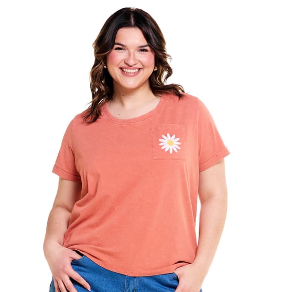 Juniors Plus Attitude Not Included Daisy Pocket Graphic Tee