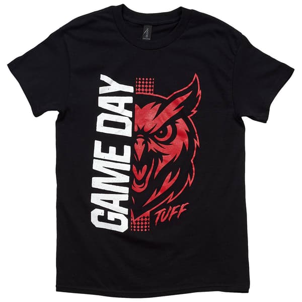 Mens Tailgate Temple Football Owl Face Short Sleeve Tee - image 