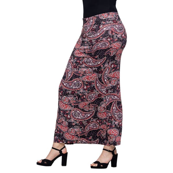 Womens 24/7 Comfort Apparel Paisley Fold Over Waist Maxi Skirt