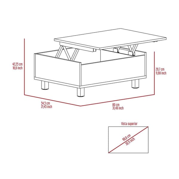 FM FURNITURE Boston Coffee Top Liftable Table