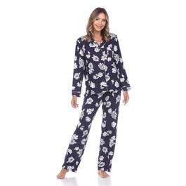 Womens White Mark 2pc. Long Sleeve Dotted Floral Pajama Set
